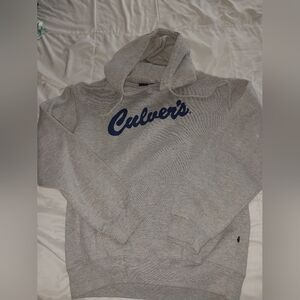 Gray Hoodie with Blue Logo